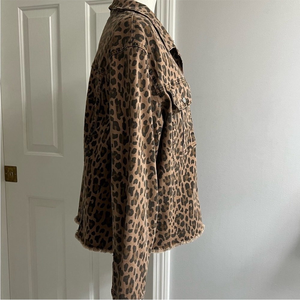Kensie Leopard Print Jean Jacket Size L - Picture 4 of 9